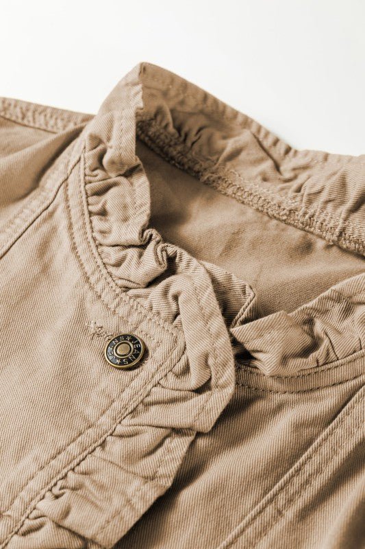 Denim Patchwork Ruffle Sleeve Jacket Vest - Bitsy Gypsy Boutique