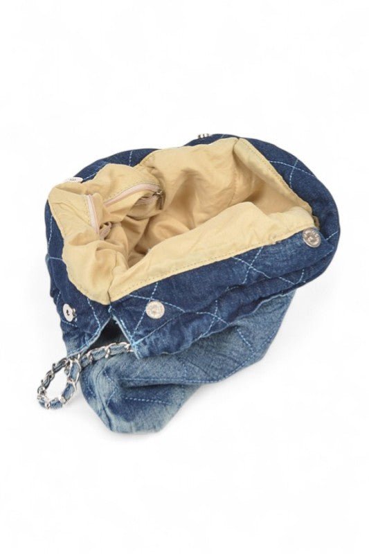 Denim Quilted Large Shoulder Bag - Bitsy Gypsy Boutique