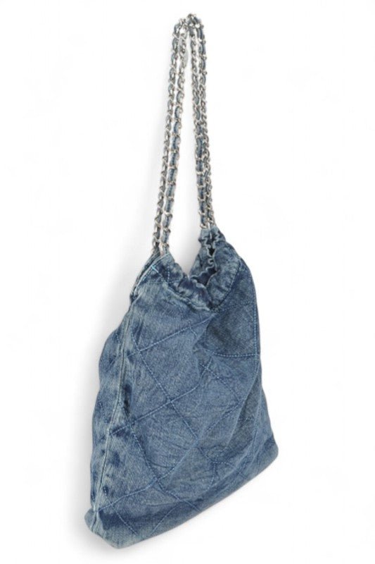 Denim Quilted Large Shoulder Bag - Bitsy Gypsy Boutique