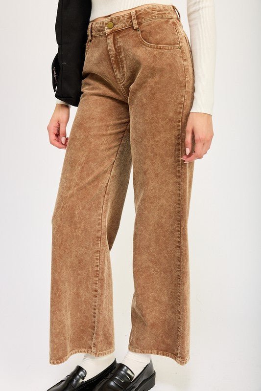 DISTRASSED CORDUROY PANTS - Bitsy Gypsy Boutique