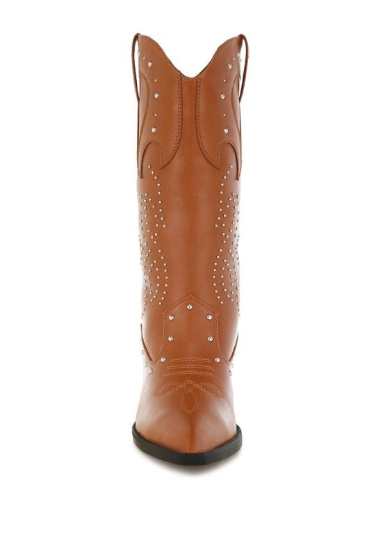 Dockery Studs Embellished Cowboy Boots - Bitsy Gypsy Boutique