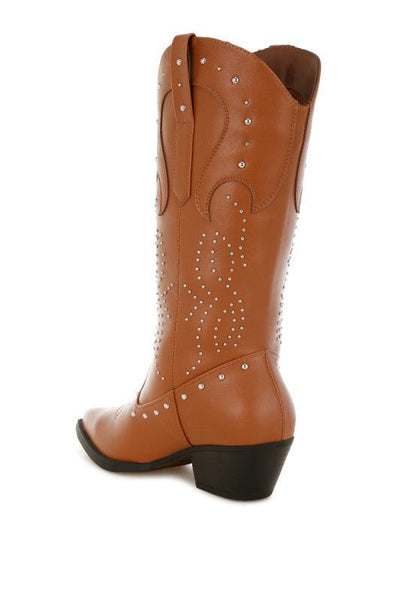 Dockery Studs Embellished Cowboy Boots - Bitsy Gypsy Boutique