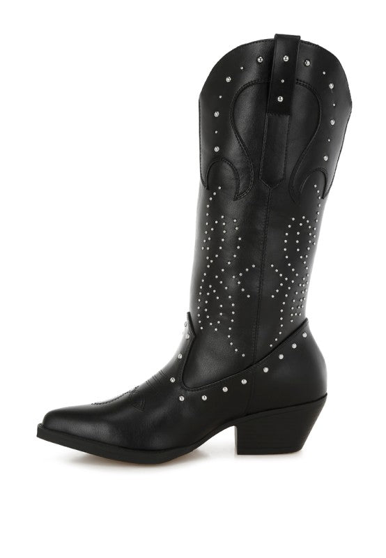 Dockery Studs Embellished Cowboy Boots - Bitsy Gypsy Boutique
