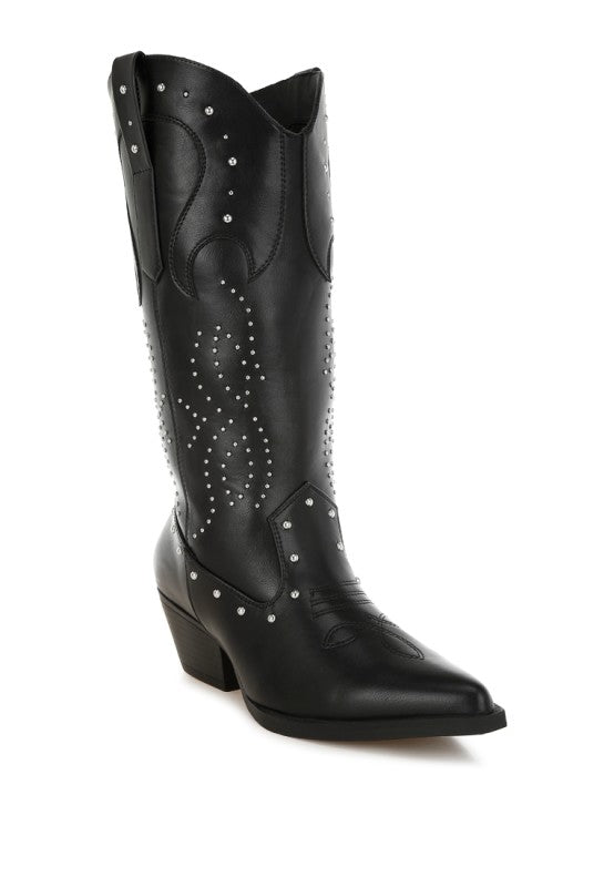 Dockery Studs Embellished Cowboy Boots - Bitsy Gypsy Boutique