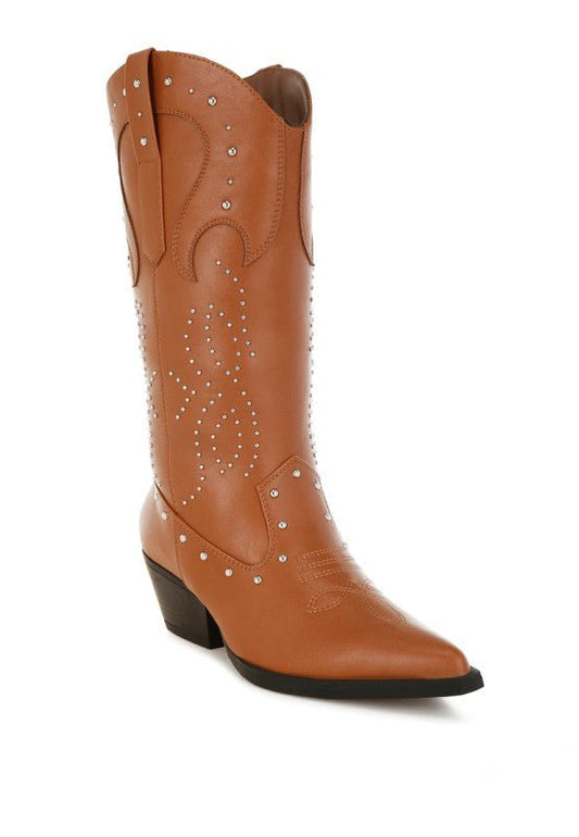 Dockery Studs Embellished Cowboy Boots - Bitsy Gypsy Boutique