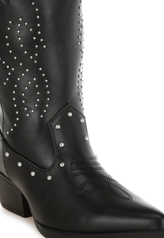 Dockery Studs Embellished Cowboy Boots - Bitsy Gypsy Boutique