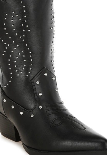 Dockery Studs Embellished Cowboy Boots - Bitsy Gypsy Boutique