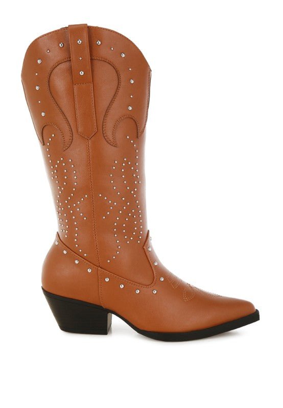 Dockery Studs Embellished Cowboy Boots - Bitsy Gypsy Boutique