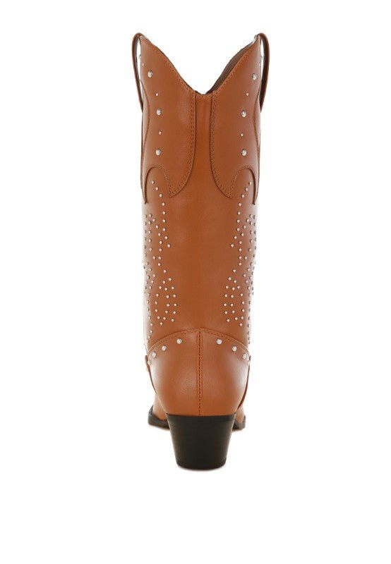 Dockery Studs Embellished Cowboy Boots - Bitsy Gypsy Boutique