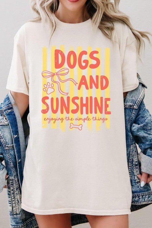 Dogs & Sunshine Graphic Heavy Cotton Tee - Bitsy Gypsy Boutique