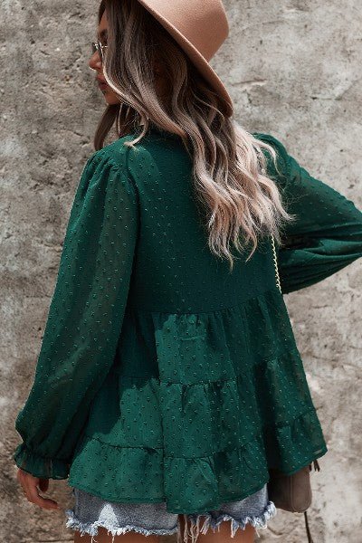 Dotted tiered long sleeve top - Bitsy Gypsy Boutique