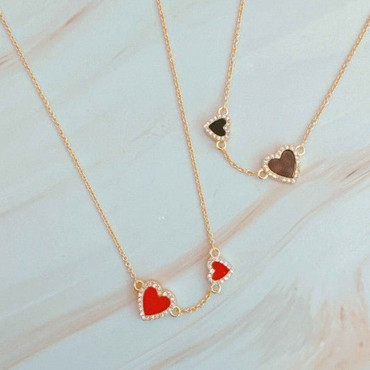 Double Hearts Many Loves Necklace - Bitsy Gypsy Boutique