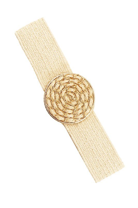 Double Round Straw Buckle Elastic Belt - Bitsy Gypsy Boutique