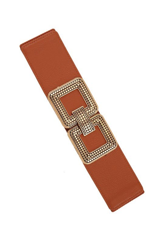 Double Square Metal Buckle Elastic Belt - Bitsy Gypsy Boutique