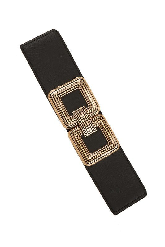 Double Square Metal Buckle Elastic Belt - Bitsy Gypsy Boutique