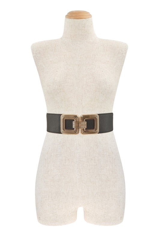 Double Square Metal Buckle Elastic Belt - Bitsy Gypsy Boutique