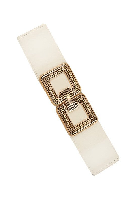 Double Square Metal Buckle Elastic Belt - Bitsy Gypsy Boutique