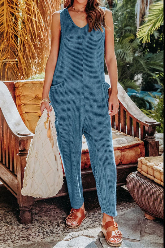 Double Take Full Size Sleeveless Straight Jumpsuit - Bitsy Gypsy Boutique