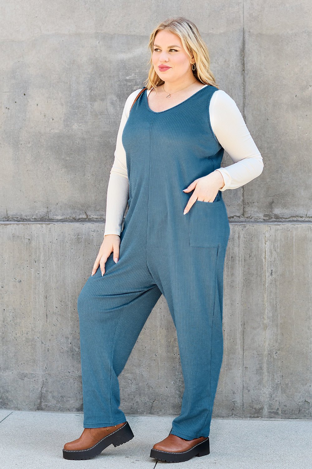 Double Take Full Size Sleeveless Straight Jumpsuit - Bitsy Gypsy Boutique