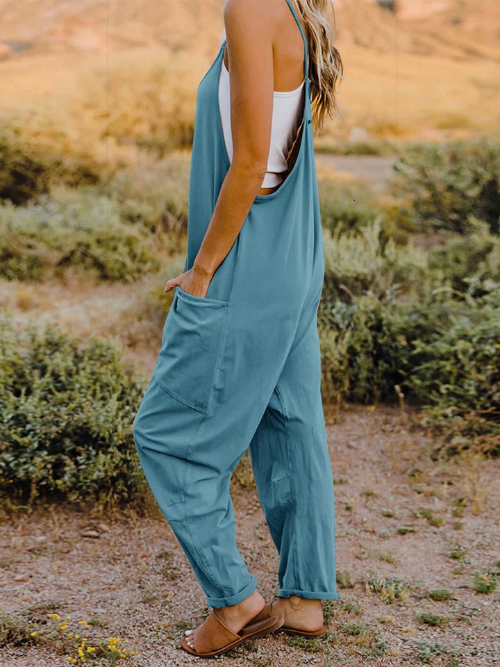 Double Take Full Size V - Neck Sleeveless Jumpsuit with Pockets - Bitsy Gypsy Boutique