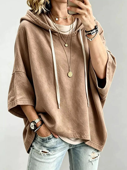 Drawstring 3/4 Sleeve Hoodie - Bitsy Gypsy Boutique