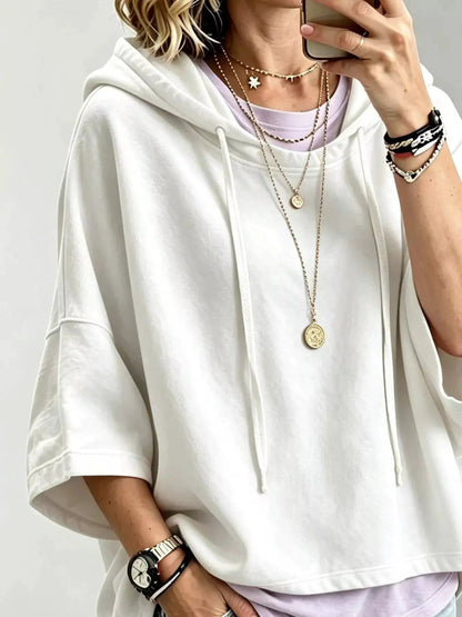 Drawstring 3/4 Sleeve Hoodie - Bitsy Gypsy Boutique