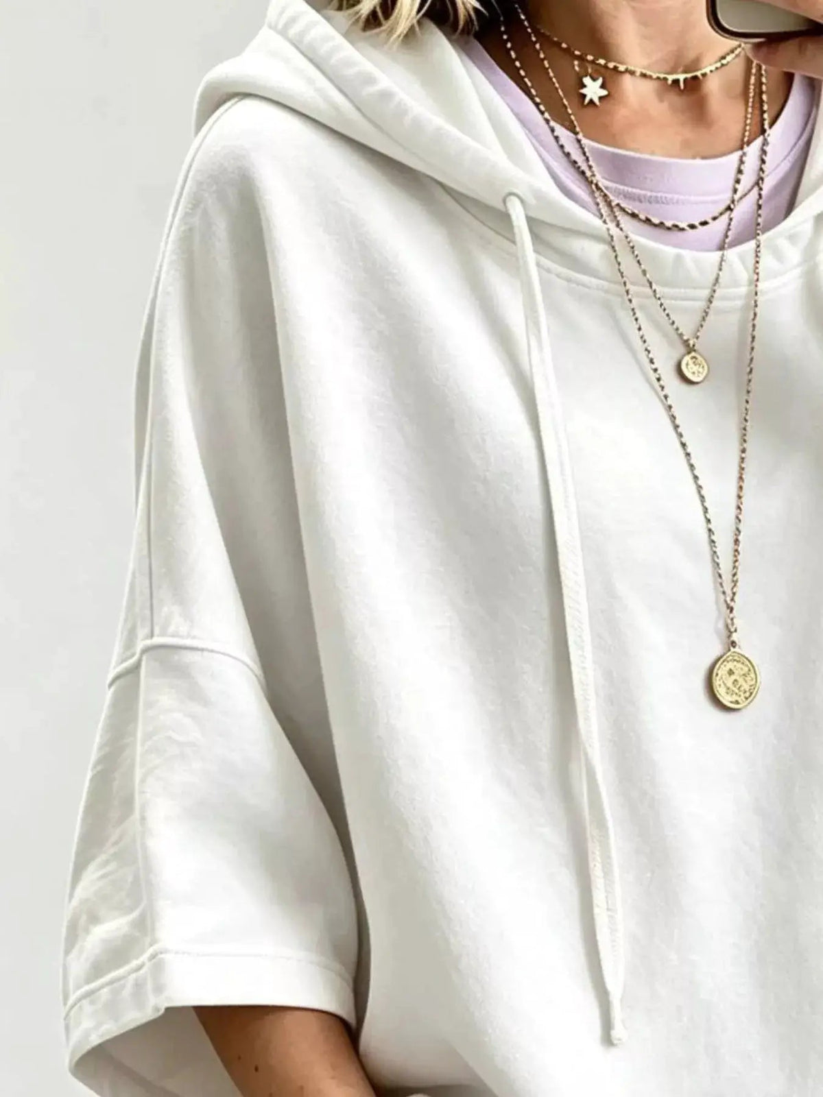 Drawstring 3/4 Sleeve Hoodie - Bitsy Gypsy Boutique