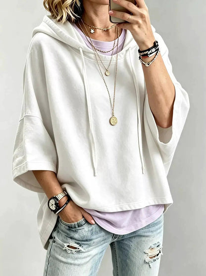 Drawstring 3/4 Sleeve Hoodie - Bitsy Gypsy Boutique