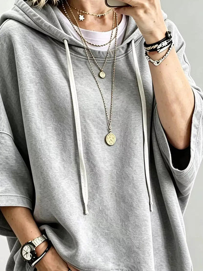 Drawstring 3/4 Sleeve Hoodie - Bitsy Gypsy Boutique