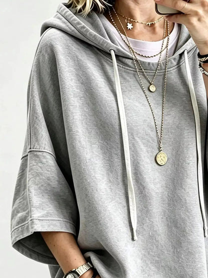 Drawstring 3/4 Sleeve Hoodie - Bitsy Gypsy Boutique