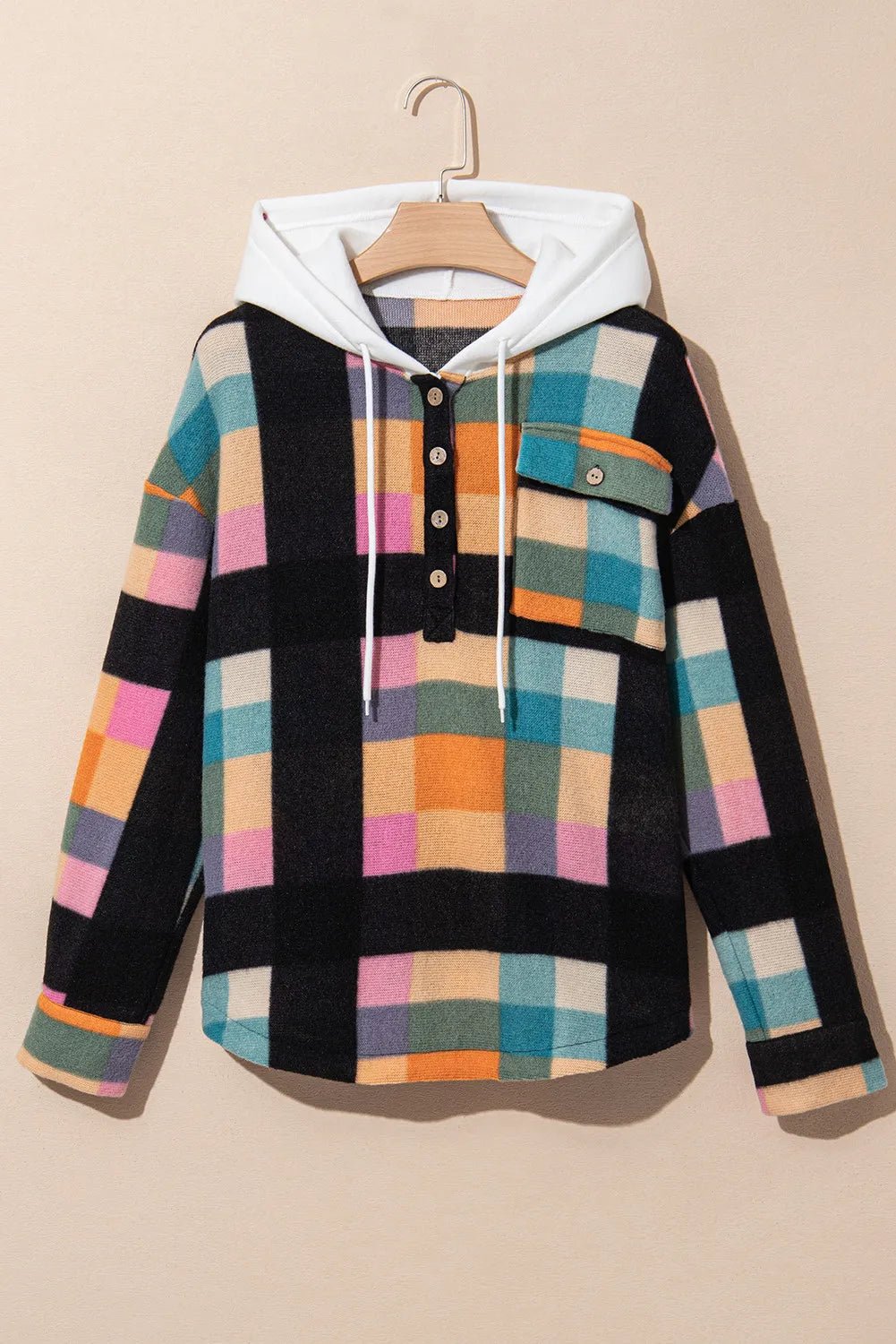 Drawstring Color Block Long Sleeve Hoodie - Bitsy Gypsy Boutique