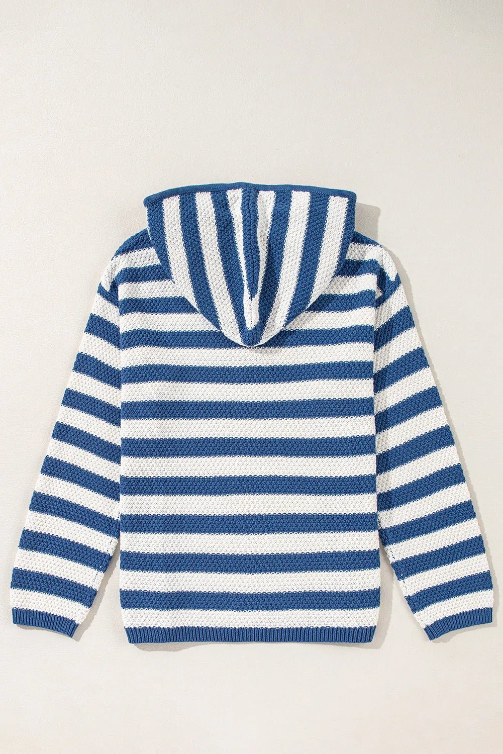 Drawstring Striped Long Sleeve Hooded Sweater - Bitsy Gypsy Boutique