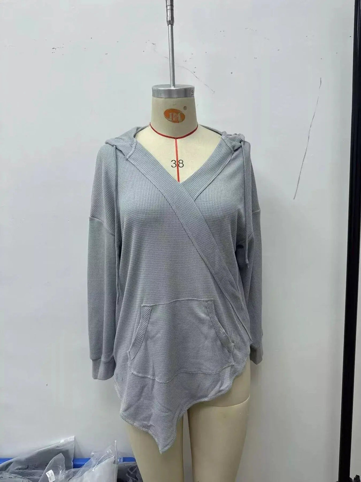 Drawstring Waffle Knit Hoodie - Bitsy Gypsy Boutique