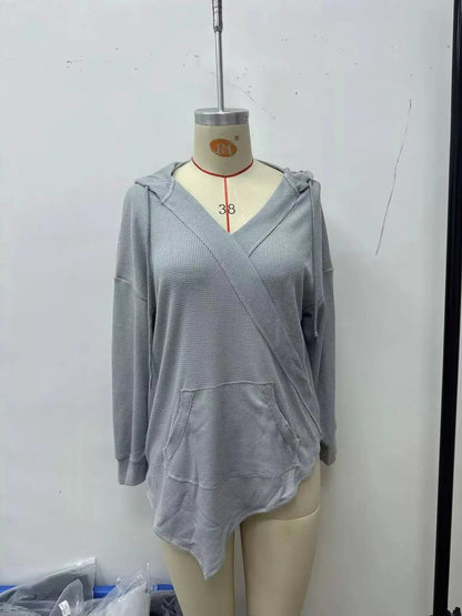Drawstring Waffle Knit Hoodie - Bitsy Gypsy Boutique