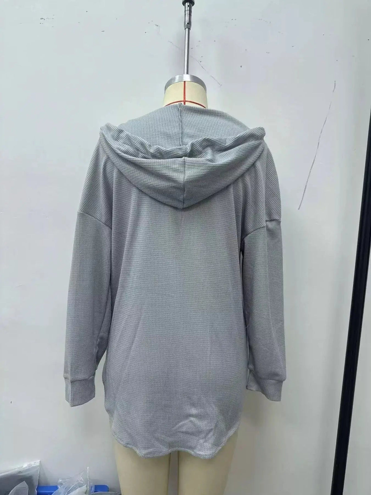 Drawstring Waffle Knit Hoodie - Bitsy Gypsy Boutique