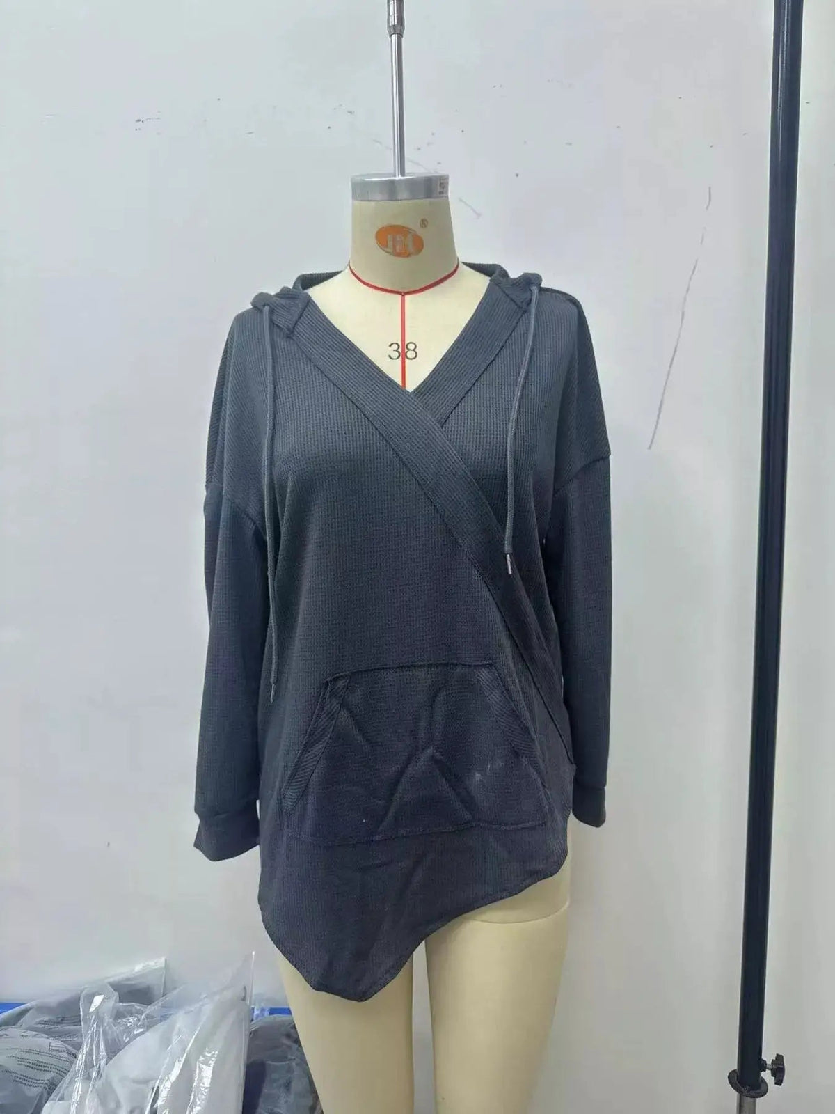 Drawstring Waffle Knit Hoodie - Bitsy Gypsy Boutique