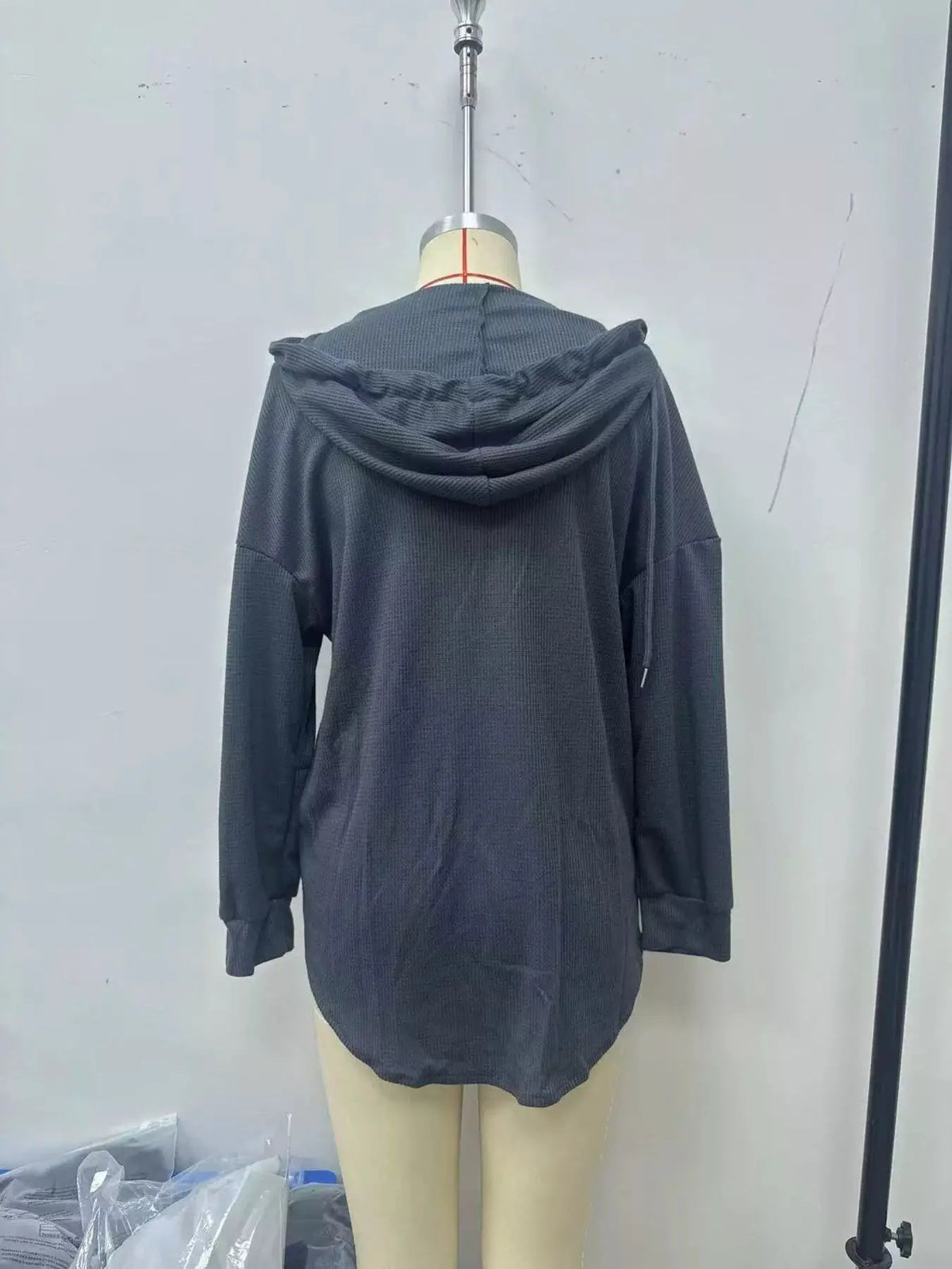Drawstring Waffle Knit Hoodie - Bitsy Gypsy Boutique