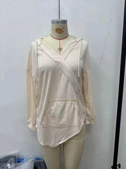 Drawstring Waffle Knit Hoodie - Bitsy Gypsy Boutique