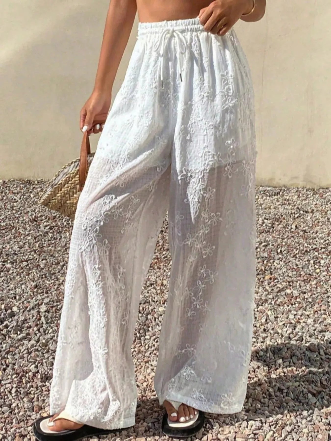 Drawstring Wide-Leg Pants - Bitsy Gypsy Boutique