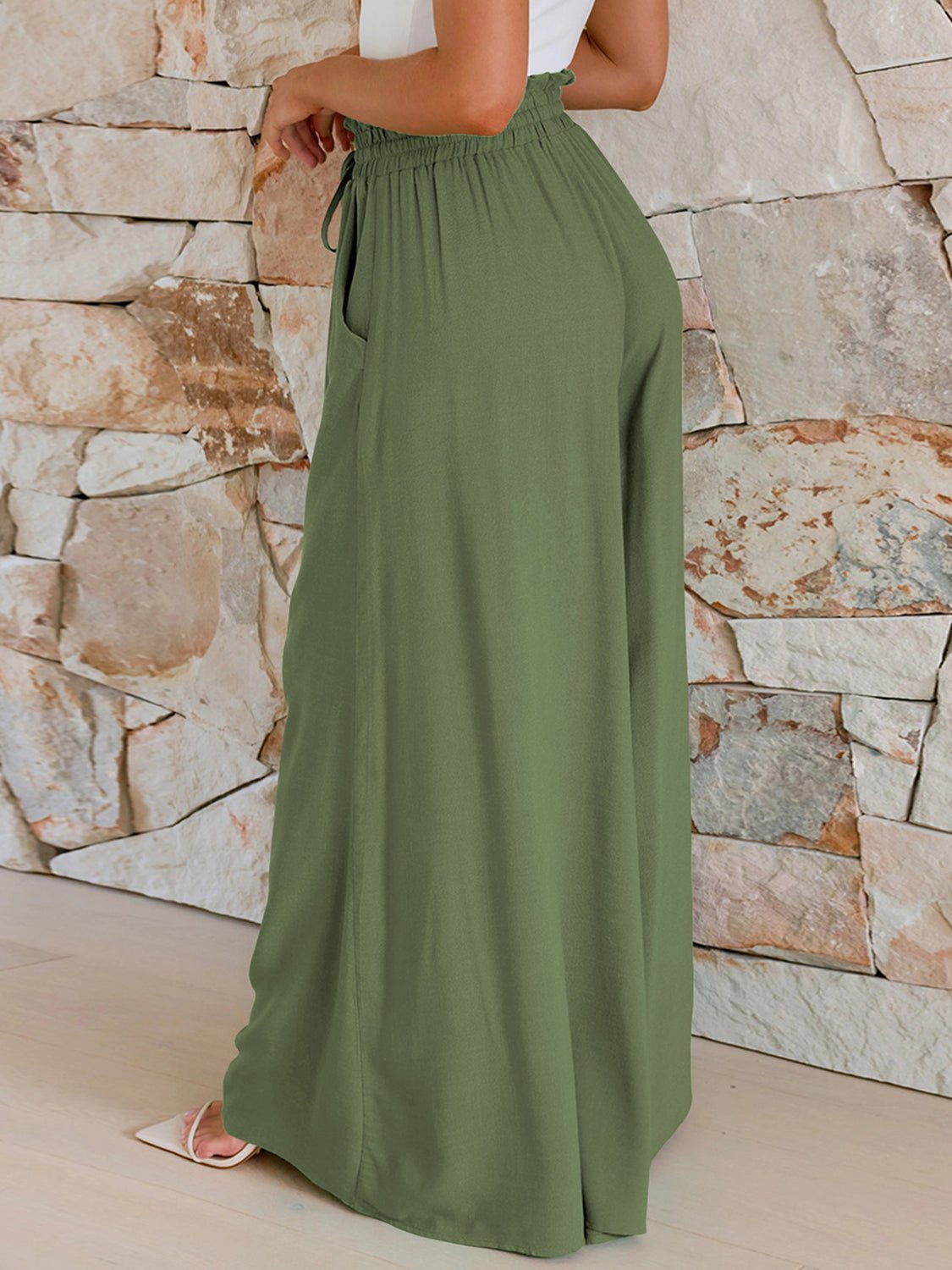 Drawstring Wide Leg Pants with Pockets - Bitsy Gypsy Boutique