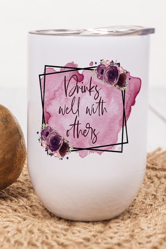 Drinks Well With Others Purple Square Wine Tumbler - Bitsy Gypsy Boutique