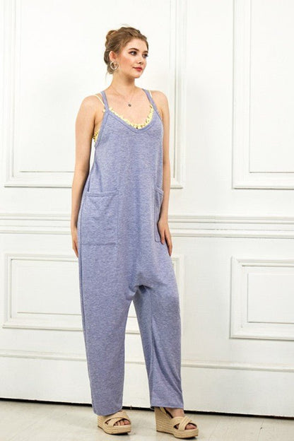 Drop Crotch Tank Style Harem Jumpsuit - Bitsy Gypsy Boutique