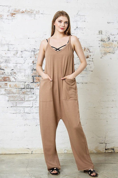 Drop Crotch Tank Style Harem Jumpsuit - Bitsy Gypsy Boutique
