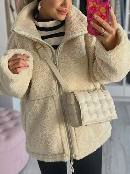 Sherpa Zip-Up Outerwear by Trendsi