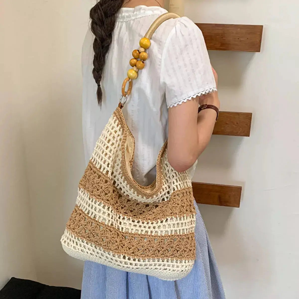 Crochet Knit Shoulder Bag by Trendsi