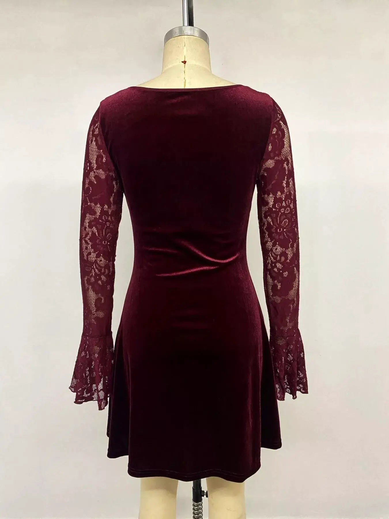 Lace Flare Sleeve Mini Dress by Trendsi