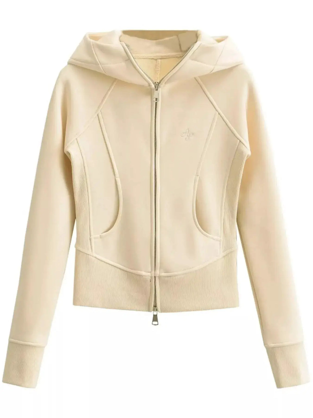 Slim-Fit Full-Zip Hoodie by Trendsi