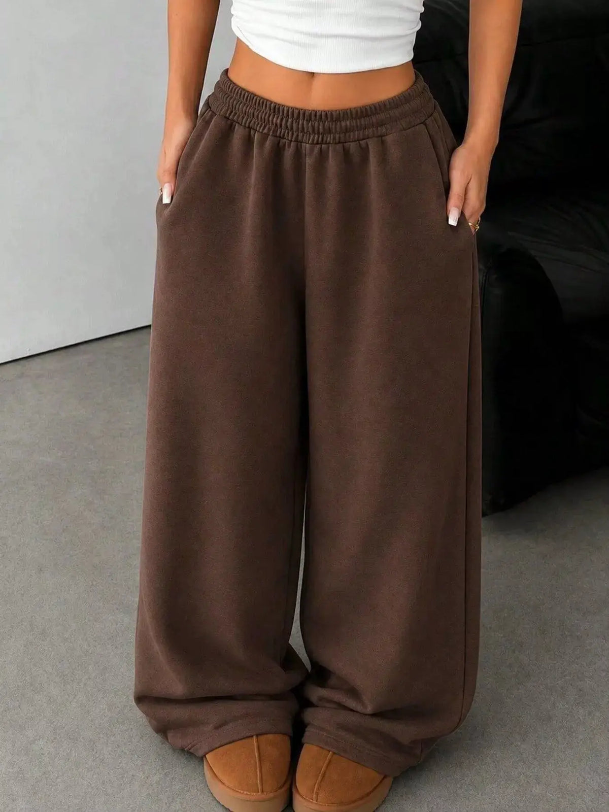 Elastic Waist Wide-Leg Sweatpants by Trendsi