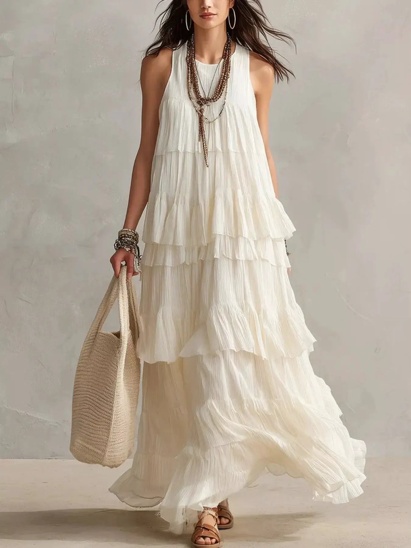 Layered Ruffle Sleeveless Maxi Dress by Trendsi