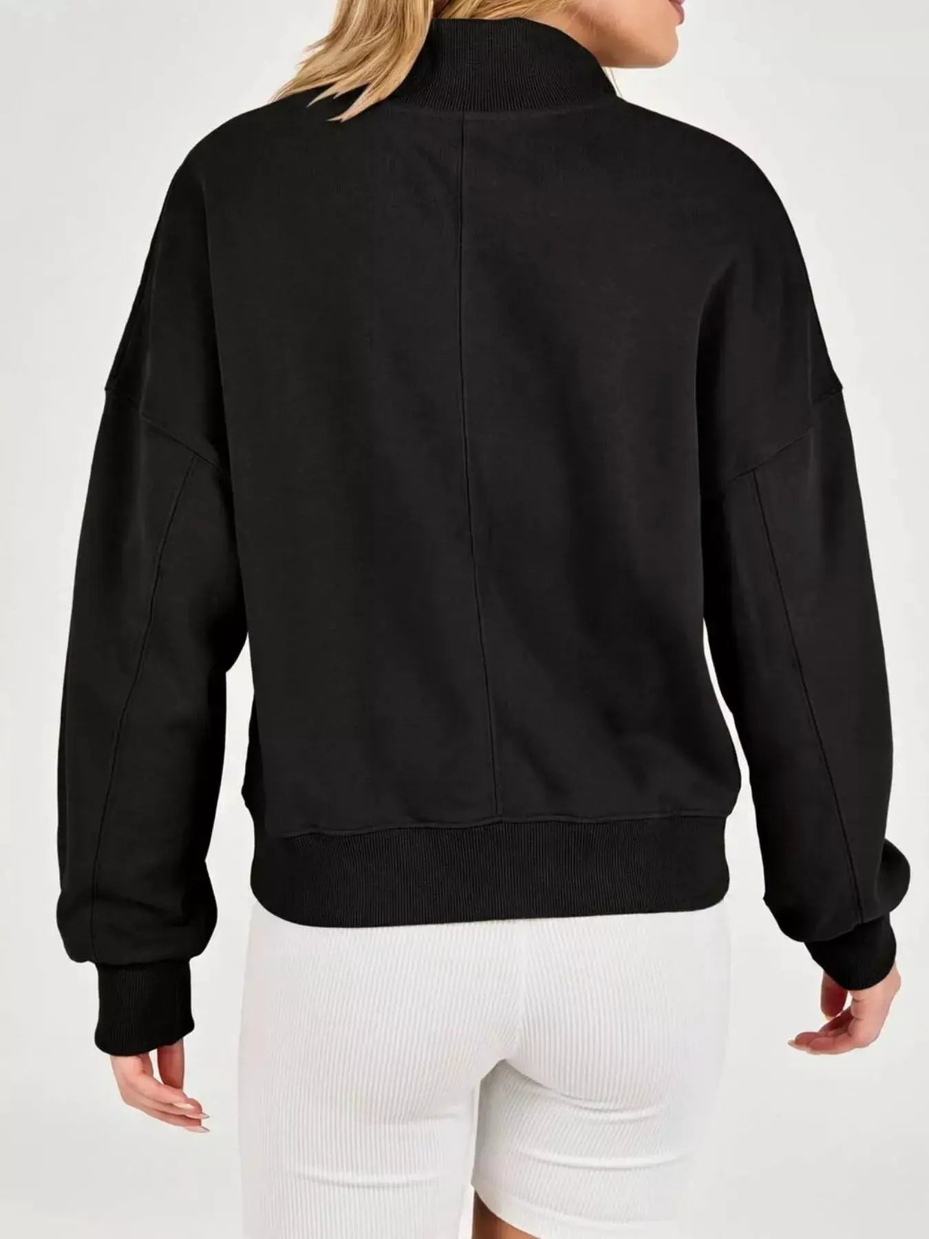 Half Snap Dropped Shoulder Sweatshirt by Trendsi